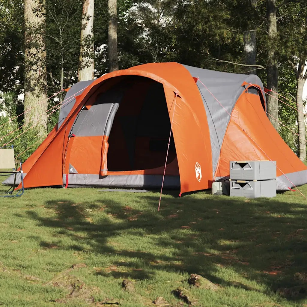 Tenda da Campeggio a Cupola 6 Persone-Tenda per Escursionismo Grigio e Arancione 831791