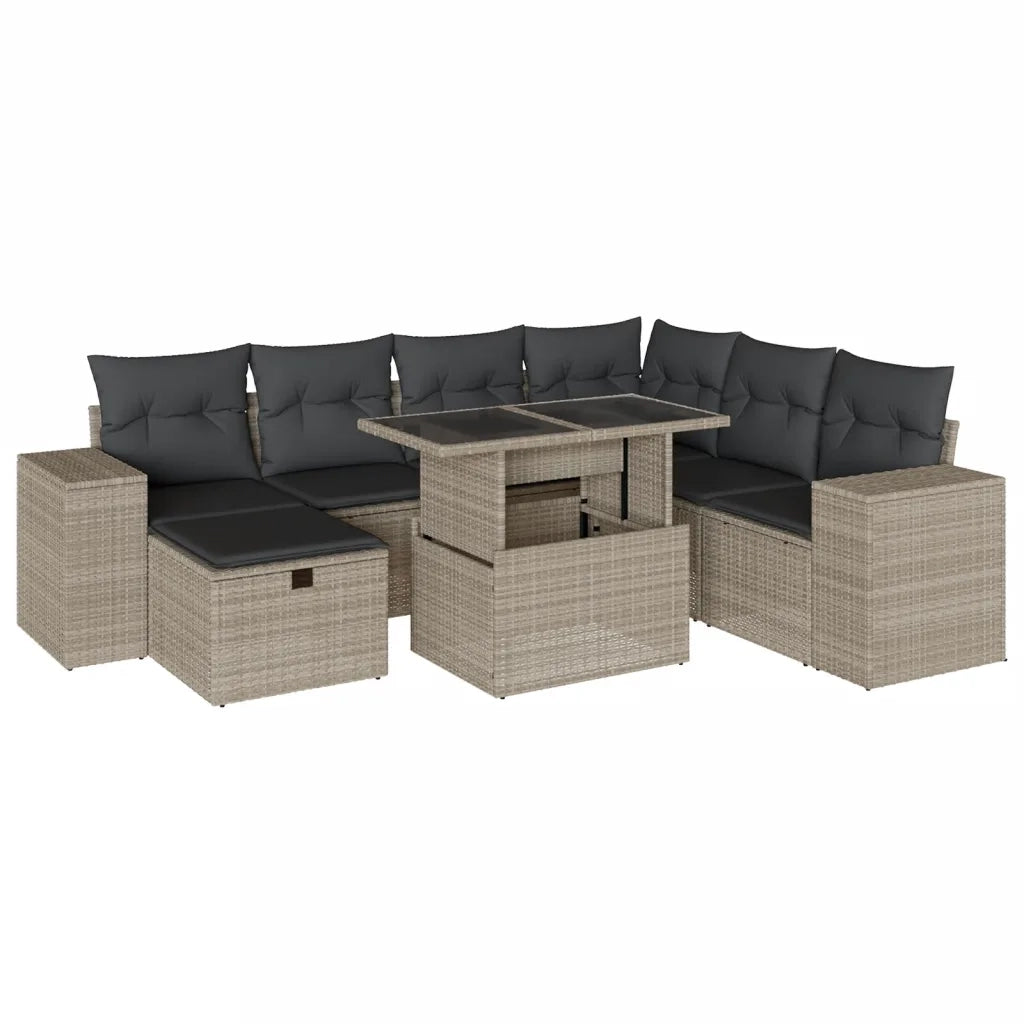 Set Divano da Giardino 8pz con Cuscini Grigio Chiaro Polyrattan 3275322