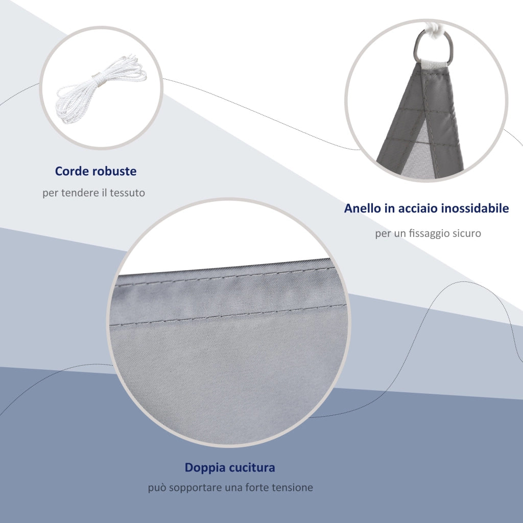 Easycomfort Vela Ombreggiante Triangolare, Tenda da Sole per Esterno in Poliestere Anti UV Traspirante 4x4x4m Grigio