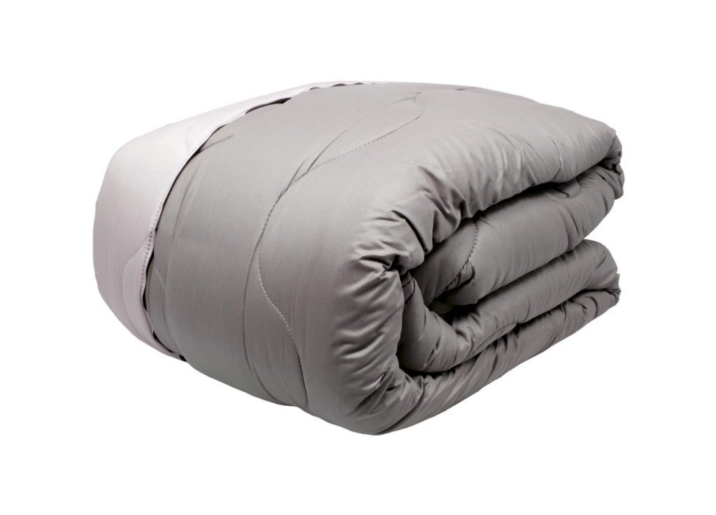 Trapunta Piumone Letto Invernale Imbottita 300gr Microfibra Double Face Bicolor - Piazza E Mezza - Grigio-Grigio