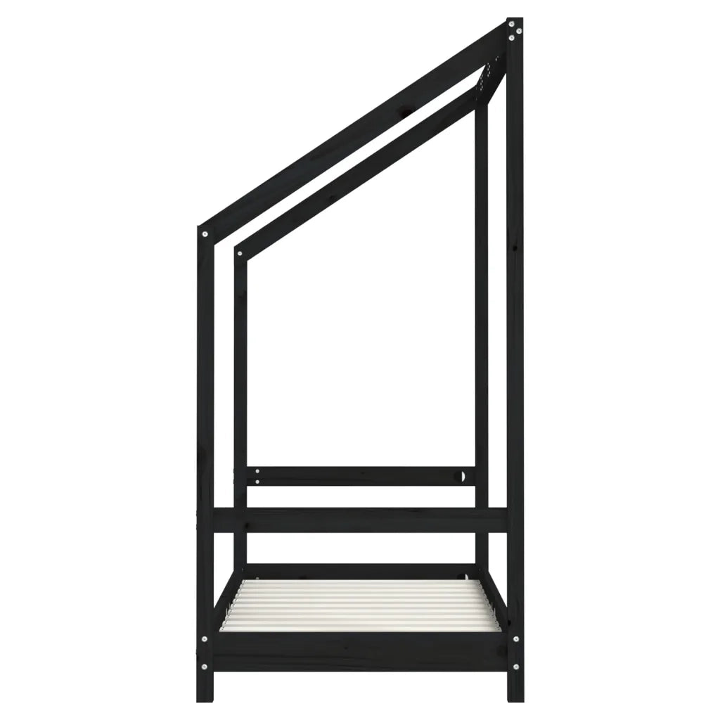 Giroletto per Bambini | Letto Infantile | Lettino Nero 70x140 cm in Legno Massello di Pino