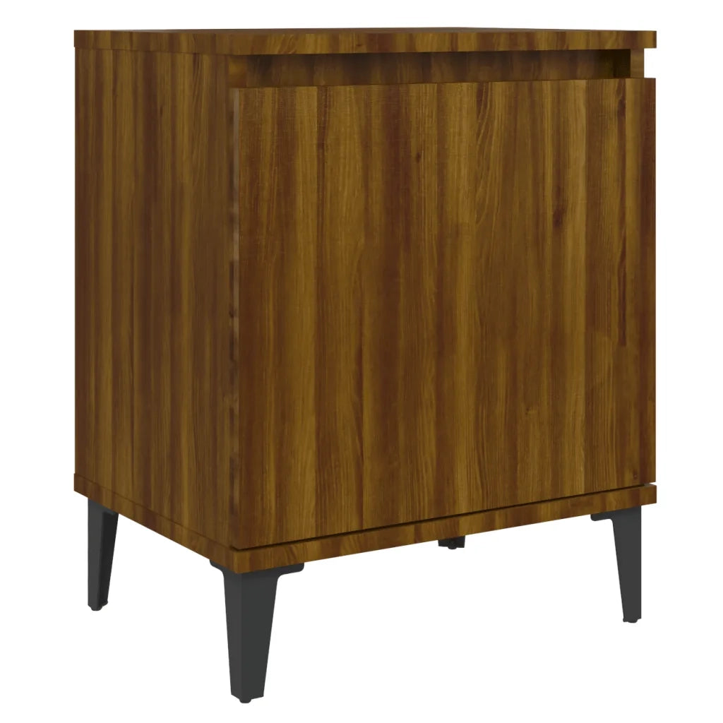 Comodino con Gambe in Metallo Rovere Marrone 40x30x50 cm 813120