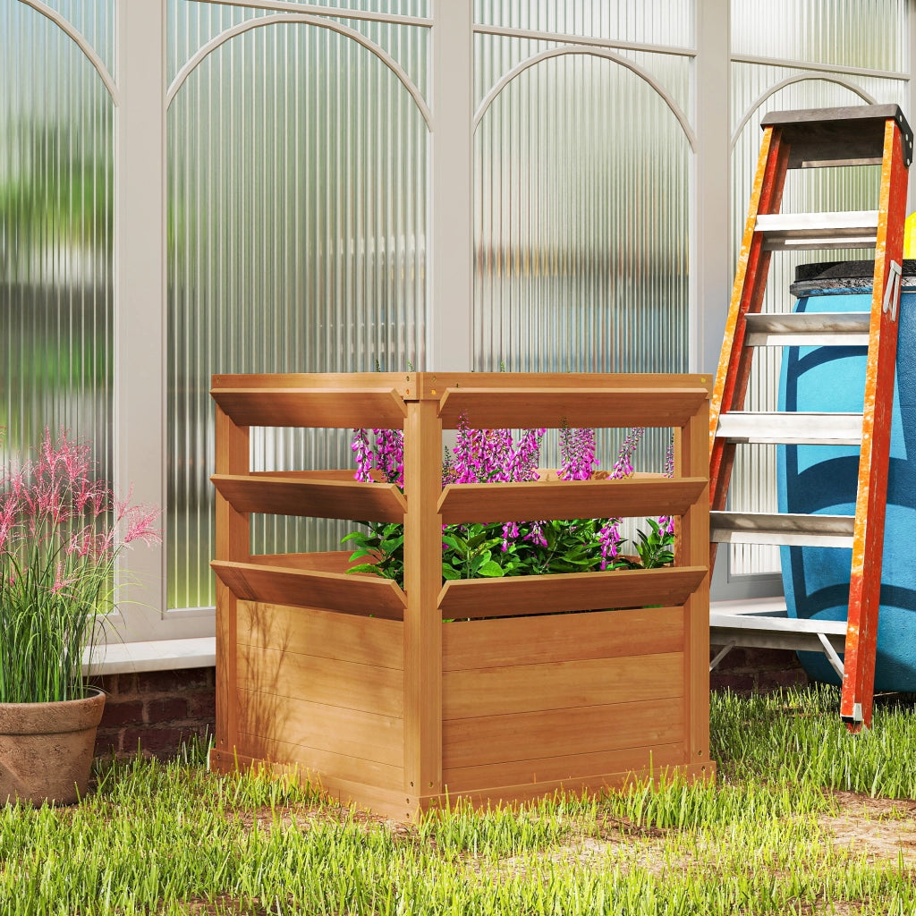 Letto da giardino in legno con contenitore ¨C Zephmum ¨C 65x65x73 cm marrone chiaro