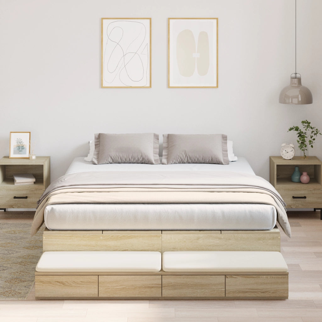 Struttura letto con contenitore in Rovere Sonoma 140x190 cm