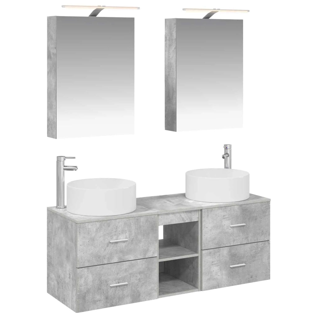 Set di mobili per il bagno 5 pcs Grigio Cemento 3407074