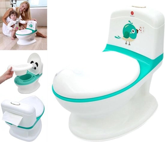 Potetto con suono di scarico - Allenatore di toilette per bambini - Con suono reale e inclusi batterie - Toilette Bianca - 18+ mesi