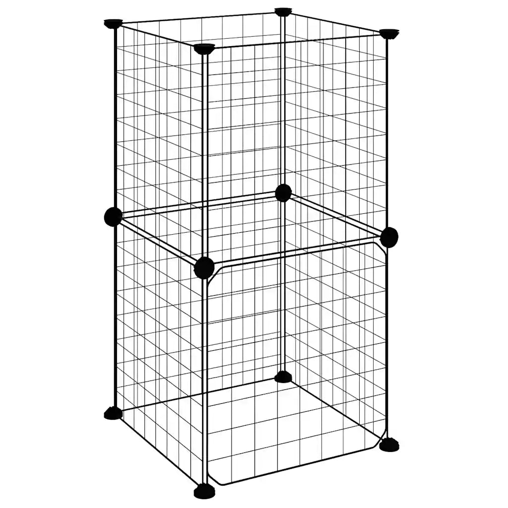 Gabbia per Animali 8 Pannelli con Porta Nero 35x35 cm Acciaio 3114032