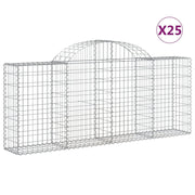 Cestini gabbioni recinzione a gabbia muro di contenimento ad arco 25 pezzi 200 x 30 x 80/100 cm ferro zincato argento 02_0040670