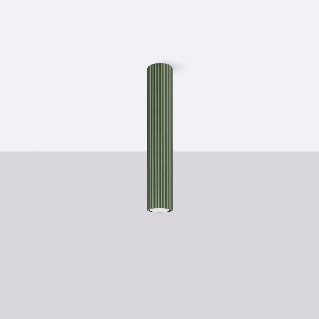 Spot soffitto tubo verde oliva rigato 40cm GU10 Gravio