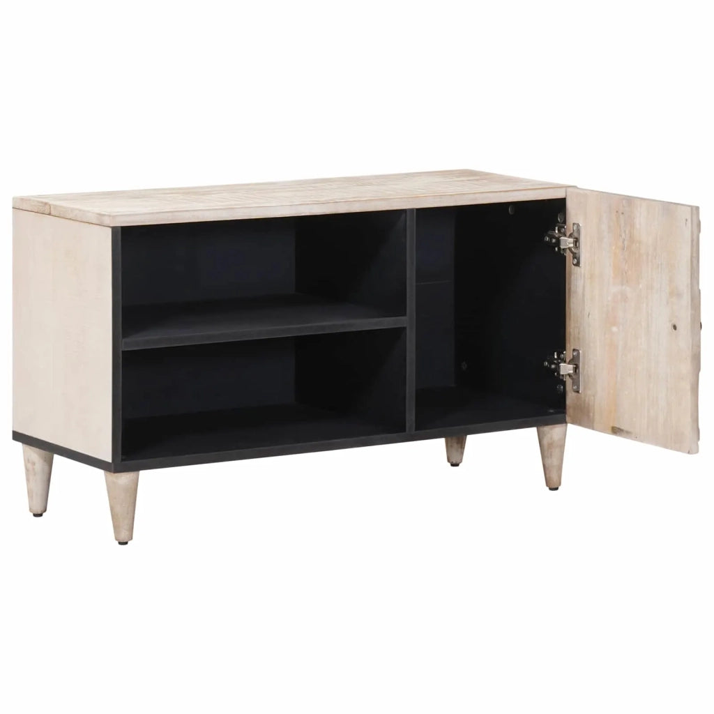 Mobile TV Bianco 80 x 31,5 x 46 cm Legno di mango massello 4018383