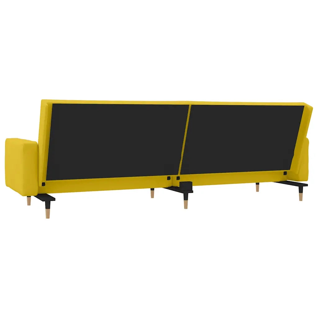 Divano Letto a 2 Posti con 2 Cuscini Giallo in Velluto 375753
