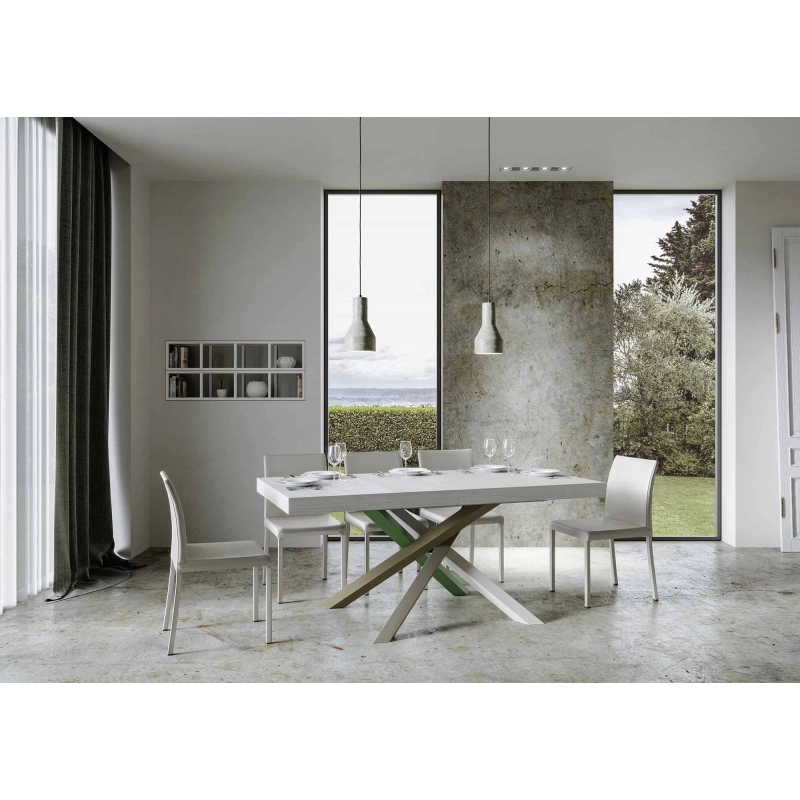 Tavolo allungabile 90x160/264 cm Volantis Premium telaio gambe 4 colori (A) - Bianco Frassino