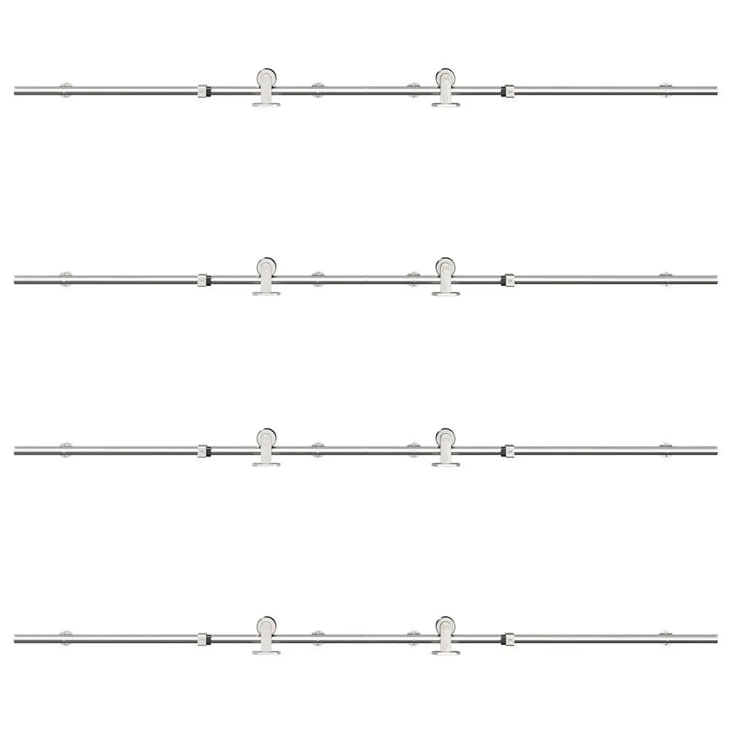 Kit Binari Porta Scorrevole 400 cm Acciaio Inossidabile Argento
