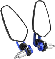 Specchio Retrovisore Universale in Alluminio con Motore Laterale 7/8" (22mm) - Blu - Spiegelli Laterali con Motore