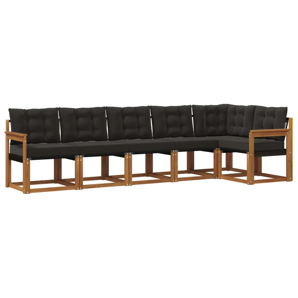 Set di divani da esterno con cuscino 6 pcs Naturale e Nero 3368707