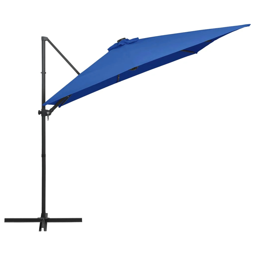 Ombrellone da giardino a sbalzo con illuminazione a LED e palo in acciaio 250 x 250 cm azzurro 02_0008446