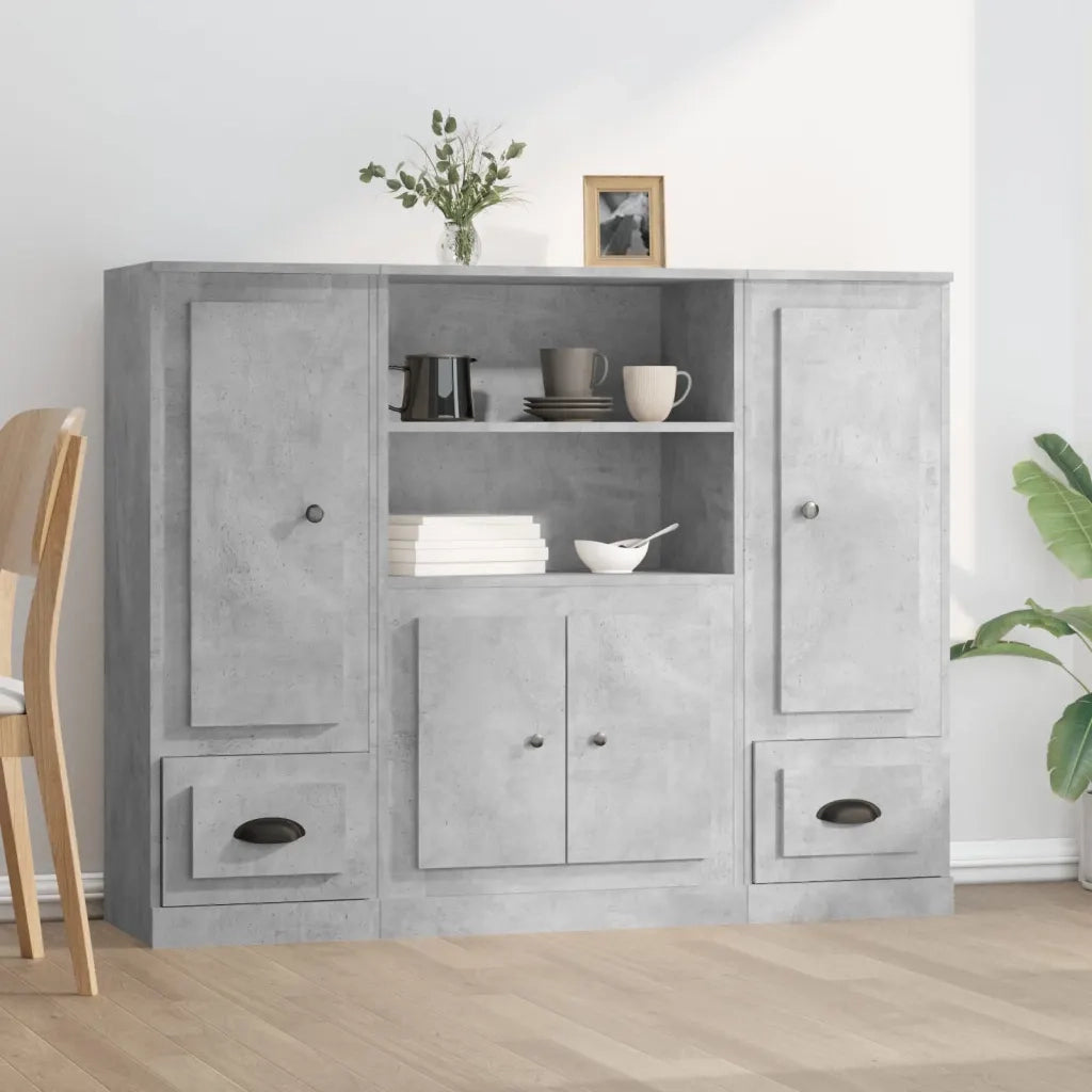 Credenze 3 pz Grigio Cemento in Legno Multistratocod mxl 125352