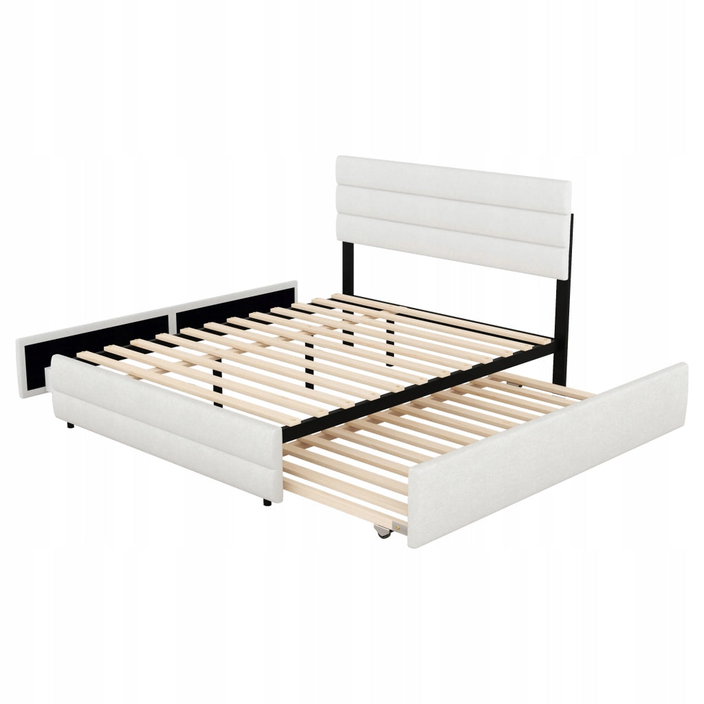 Letto 140x200 - Xylo - Beige con 2 cassetti senza materasso