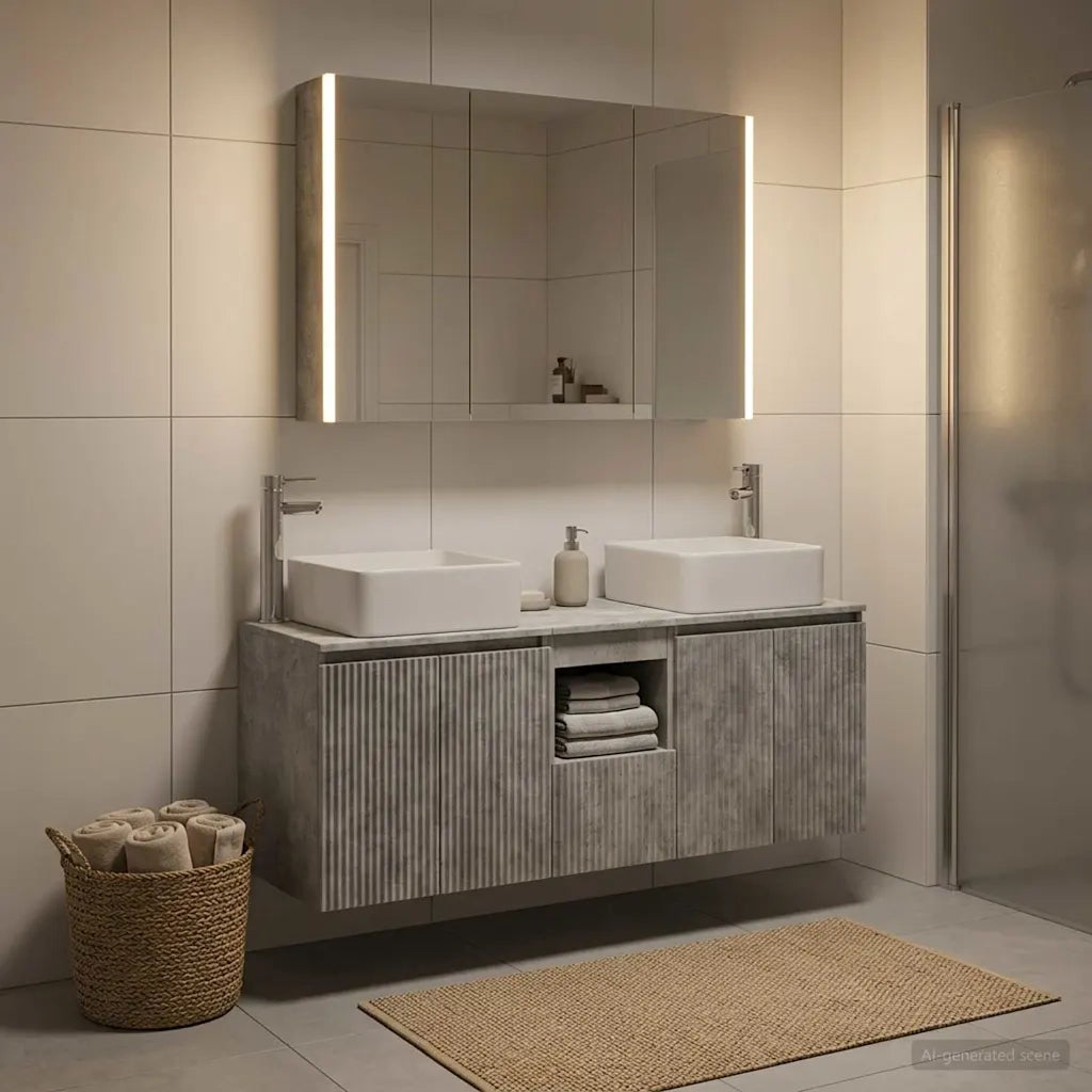 Set di Armadi da Bagno 4 pcs Grigio Cemento 3406386