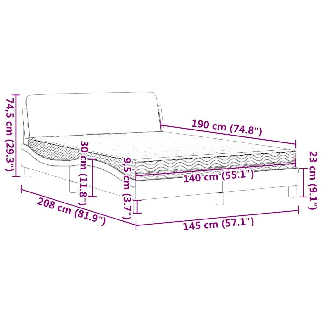 Letto con Materasso Dover Blu 140x190 cm in Velluto 3208395