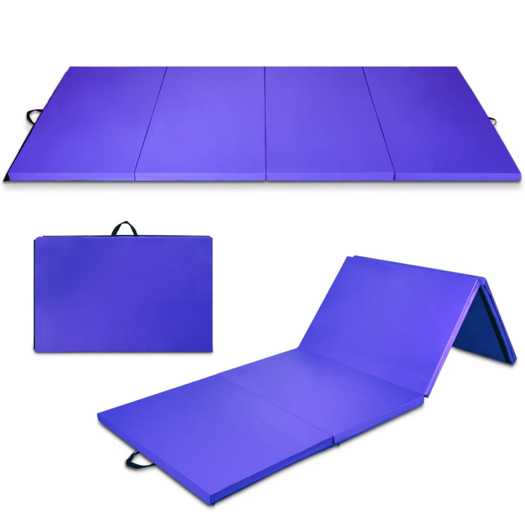 Tappetino da ginnastica pieghevole 300 x 116 x 5 cm comfort ottimale per yoga e fitness realizzato in schiuma EPE e pelle PU viola 20_0020766