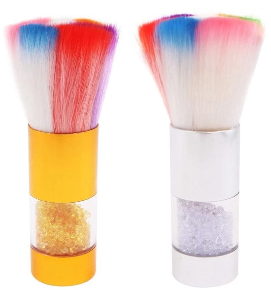 Set di pennelli per unghie - 2 pezzi - Fibra sintetica - Pennello morbido - Pennello per trucco - Strumenti per arte dell'unghia - Dotato di strass - Pennello per trucco