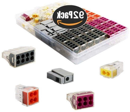 Assortimento di viti a gancio (92 pezzi) - 40 x 2 polig, 20 x 4 polig, 10 x 6 polig, 10 x 8 polig, 12 x 1 polig in scatola trasparente pratica