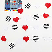 Trade Shop - Set 3 Pezzi Festoni Carta Cuori Rosso Bianco Strisce 3 Metri Cuore Feste -