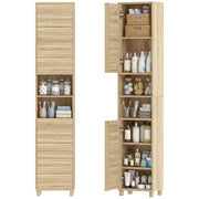 Armadietto Bagno Alto con Ripiani Regolabili ¨C Zephmum ¨C 34x23x170 cm Legno Naturale