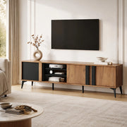 Mobile TV ULEVR 180x40x50 cm con 3 ante e 4 vani aperti, foro passacavi, marrone e nero