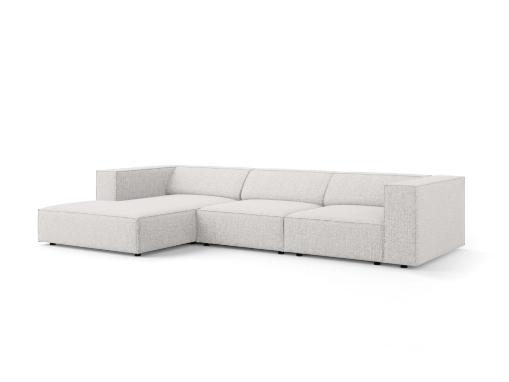 Cosmopolitan Design - Divano angolare sinistro "Arendal" 4 posti in ciniglia grigio chiaro 