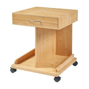 Tavolino laterale su rotelle con cassetto e 2 ripiani bambù 57 x 43 x 43 cm naturale 03_0010981
