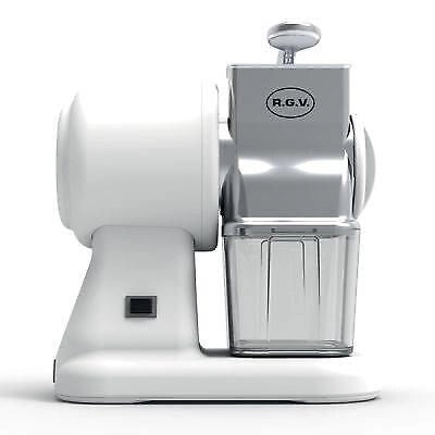 R.G.V. Grattugia Elettrica Robusta Junior Inox con Tramoggia Estraibile e Contenitore Salvafreschezza da 150 W per una Cucina Efficiente