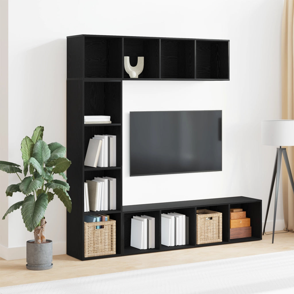Librerie 3 pz Nero Rovere 36x30x143 cm Legno ingegnerizzato