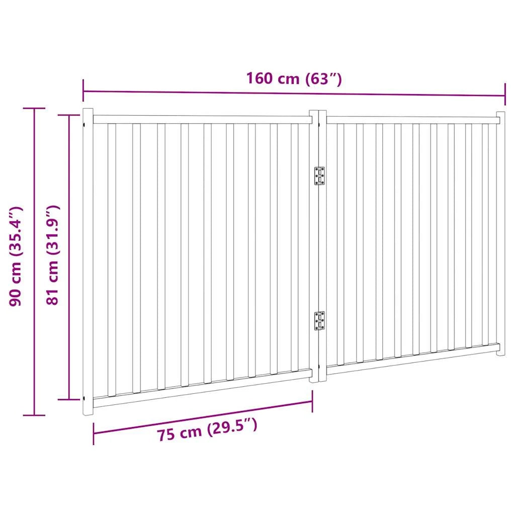 Cancelletto di sicurezza pieghevole per cani 2 pannelli 160 cm legno massello di abete marrone 02_0023052