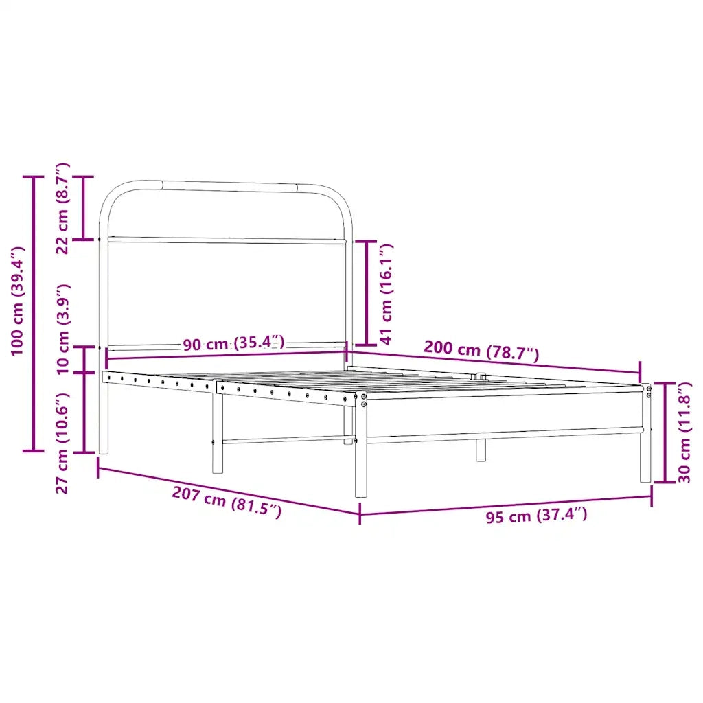 Giroletto senza Materasso Rovere Fumo 90x200 cm in Truciolato