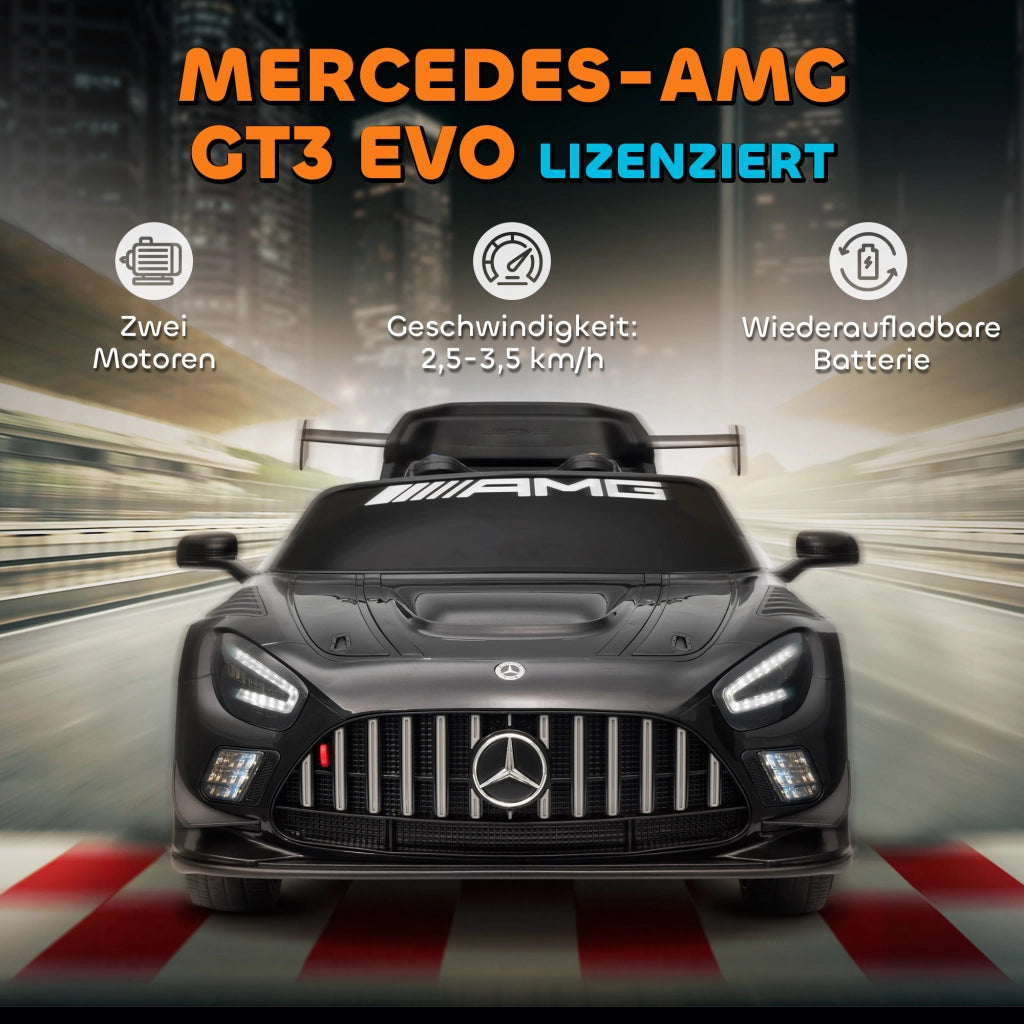 Auto elettrica Mercedes per bambini ¨C zephmum ¨C 12V, nero, LED, 3-8 anni