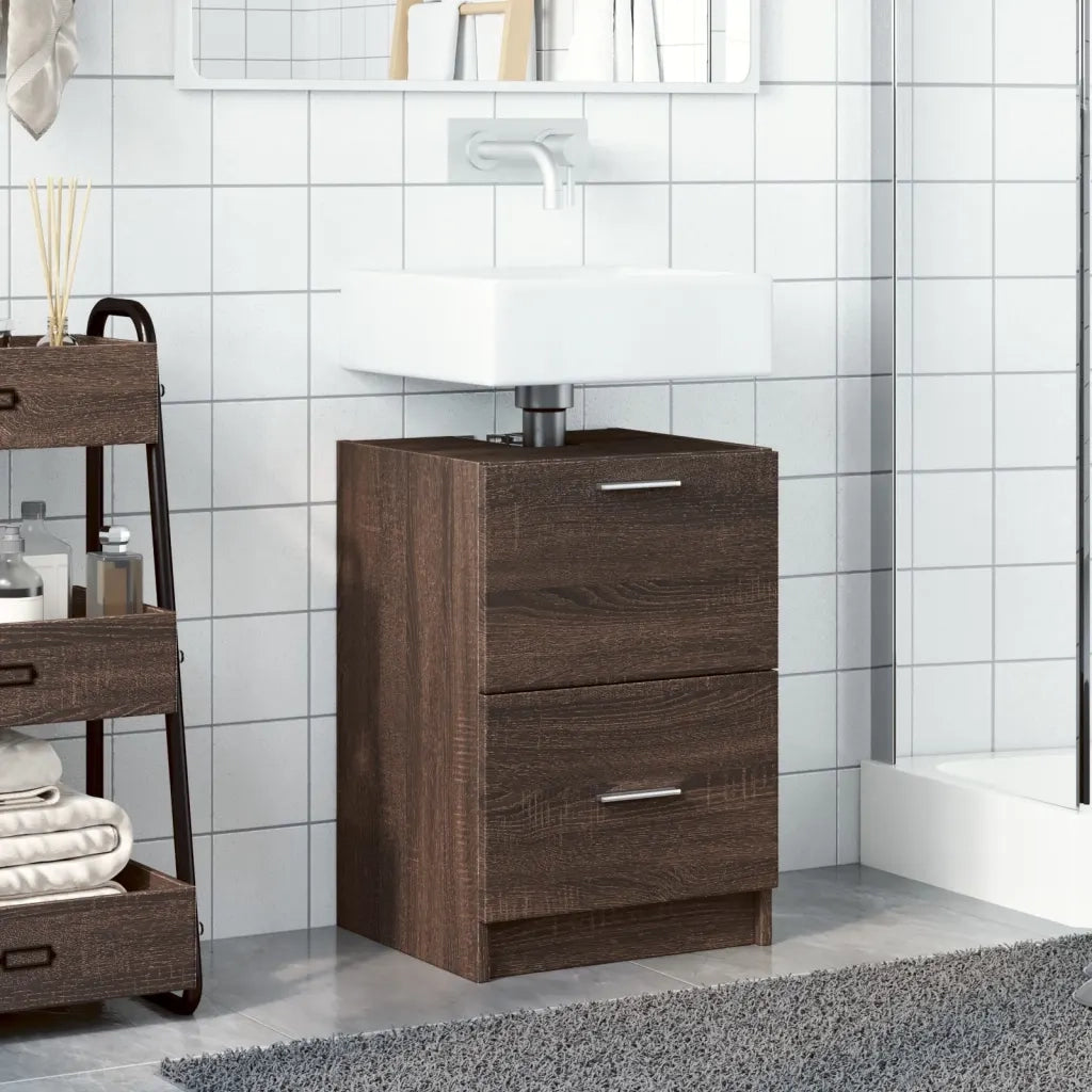 Mobile Lavabo-Armadietto da bagno Rovere Marrone 40x37x59 cm in Truciolare