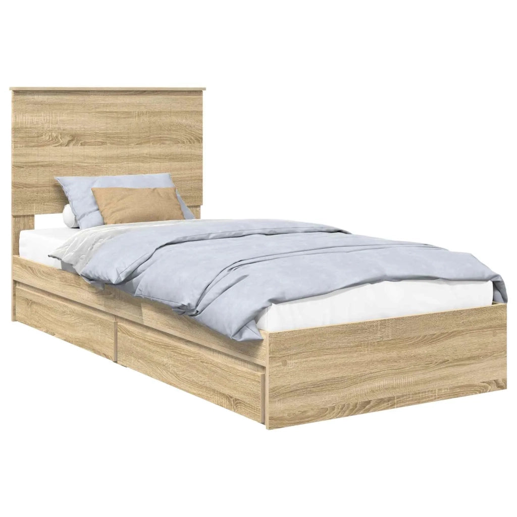 Letto con Contenitore con testiera Rovere Sonoma 90 x 200 cm