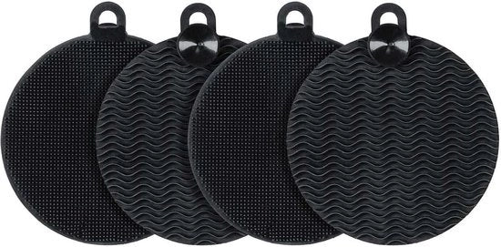 Sponze di silicone nero a forma rotonda 4 pezzi - pulizia facile e delicata con silicone - 12 x 15 x 14 cm Sponze per pulizia