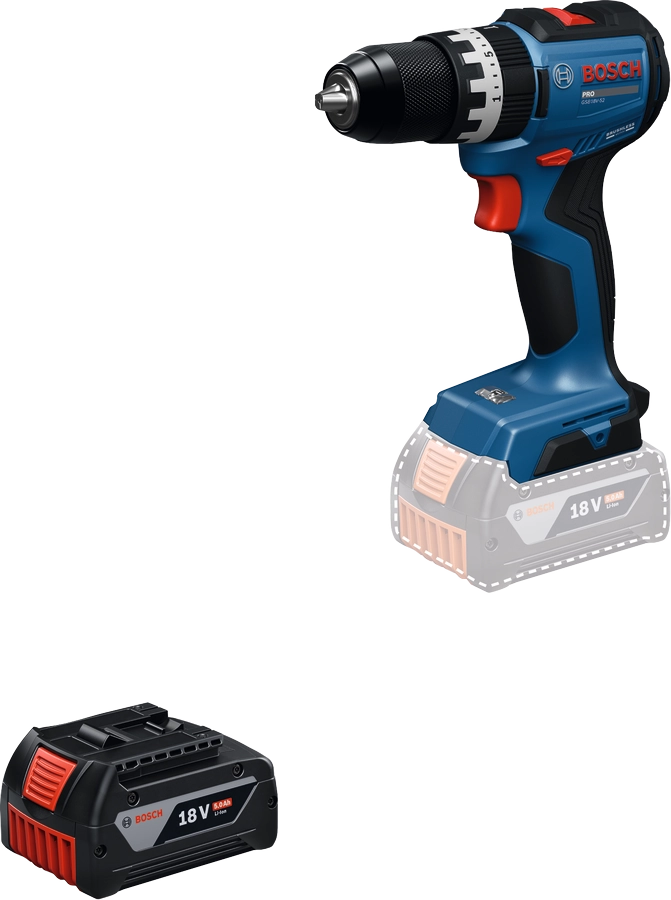 Trapano avvitatore a percussione Bosch GSB 18V-52 Brushless 18V 2 batterie 4.0Ah