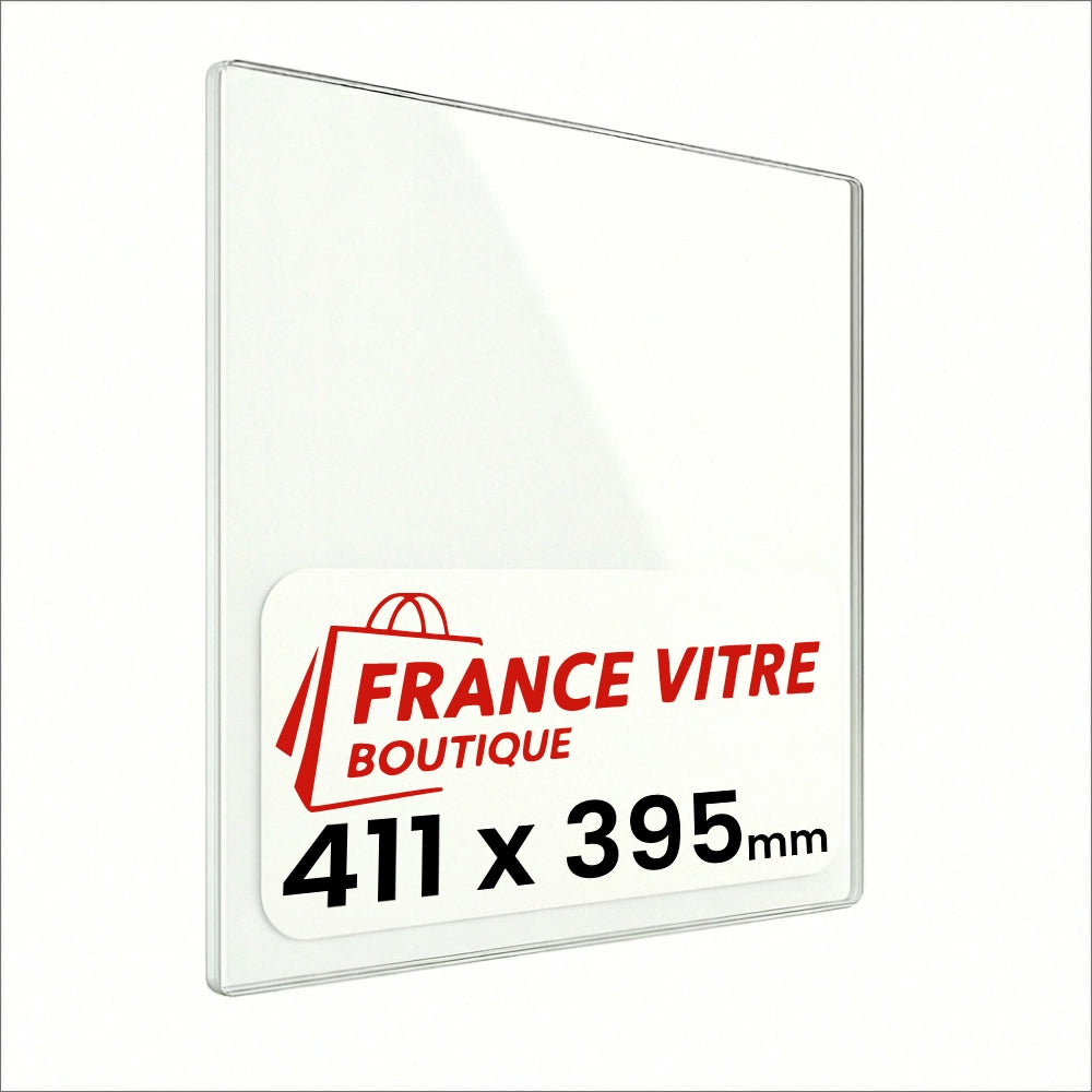 411 x 395 x 4 mm - Vetro per stufa a legna - vetro camino di ricambio - vetro per caminetto resistente al fuoco - France Vitre