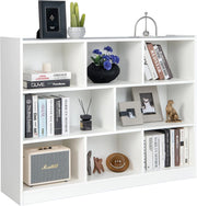 Scaffale Multiuso a 3 Livelli, Mobiletto Espositore Moderno a 8 Cubi, Libreria di Legno per Bambini, Organizer Giocattoli per Camera da Letto, Soggiorno, Studio, Bianco (Bianco)