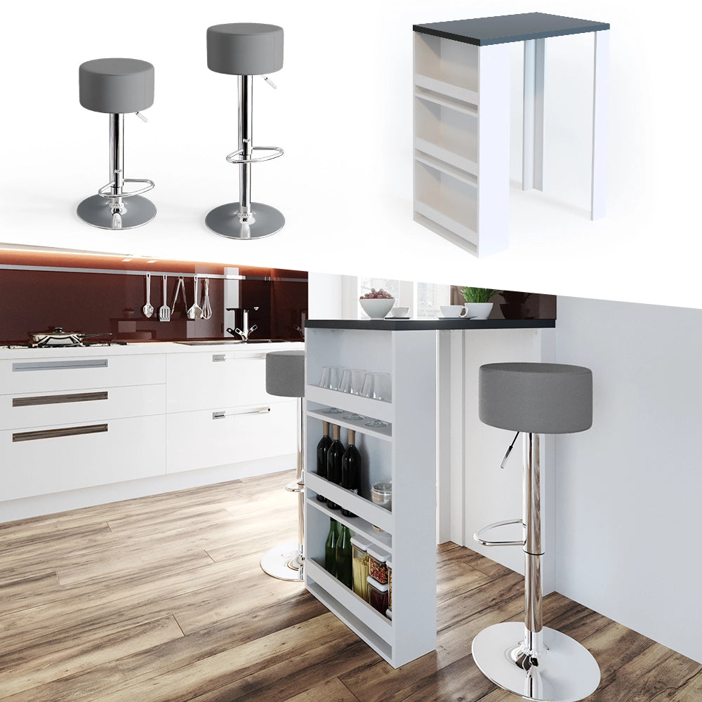 Vicco Tavolo bar con sgabelli Antracite/bianco 57 x 80 cm con 2 sgabelli da bar