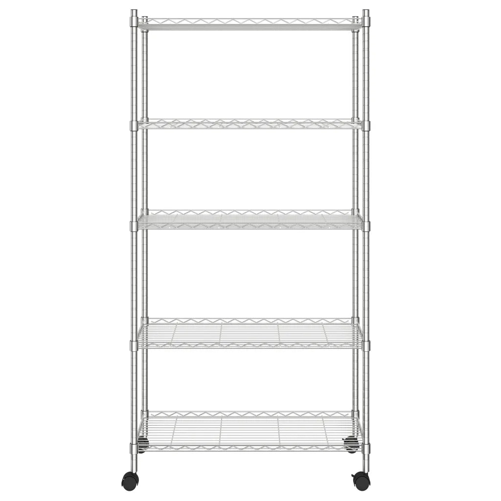 Scaffale a 5 Livelli con Ruote 75x35x155 cm Cromato 250 kg 324629