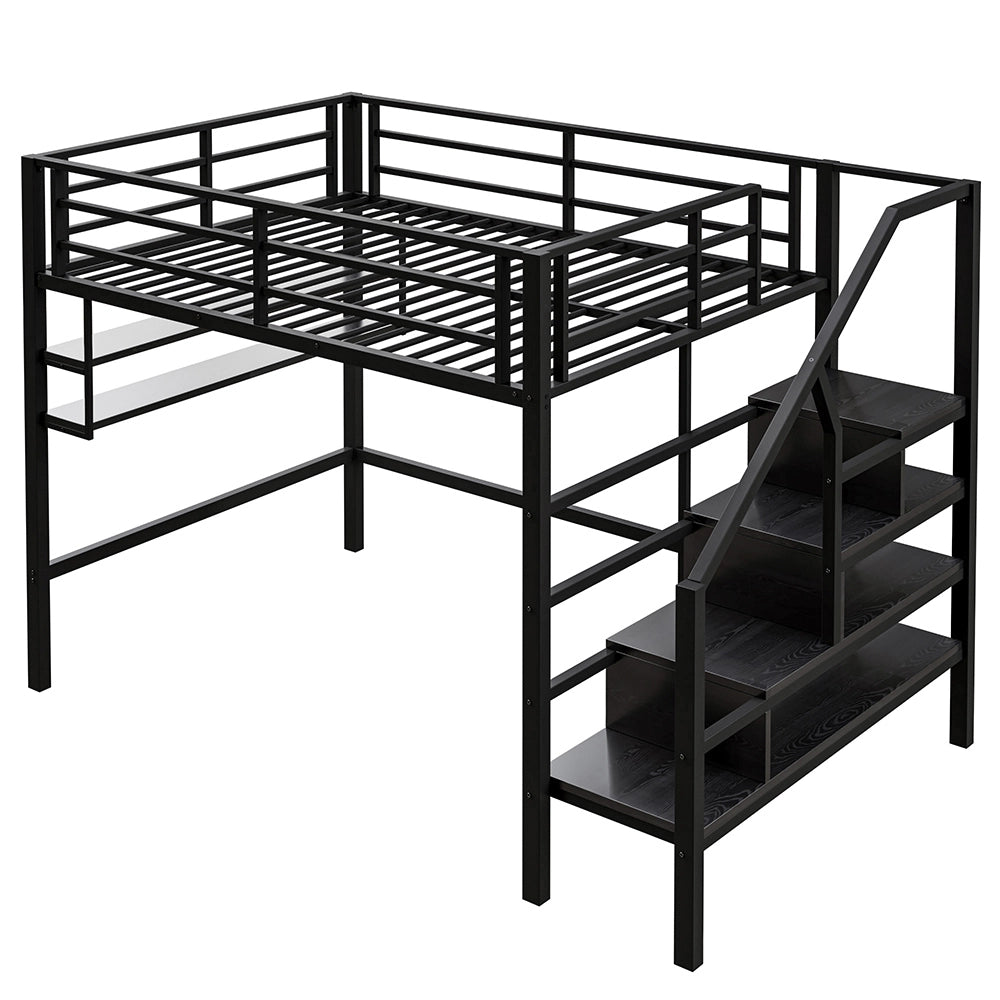 Letto mezzanino 140x200cm - Xylo - nero, spazio libero, personalizzabile