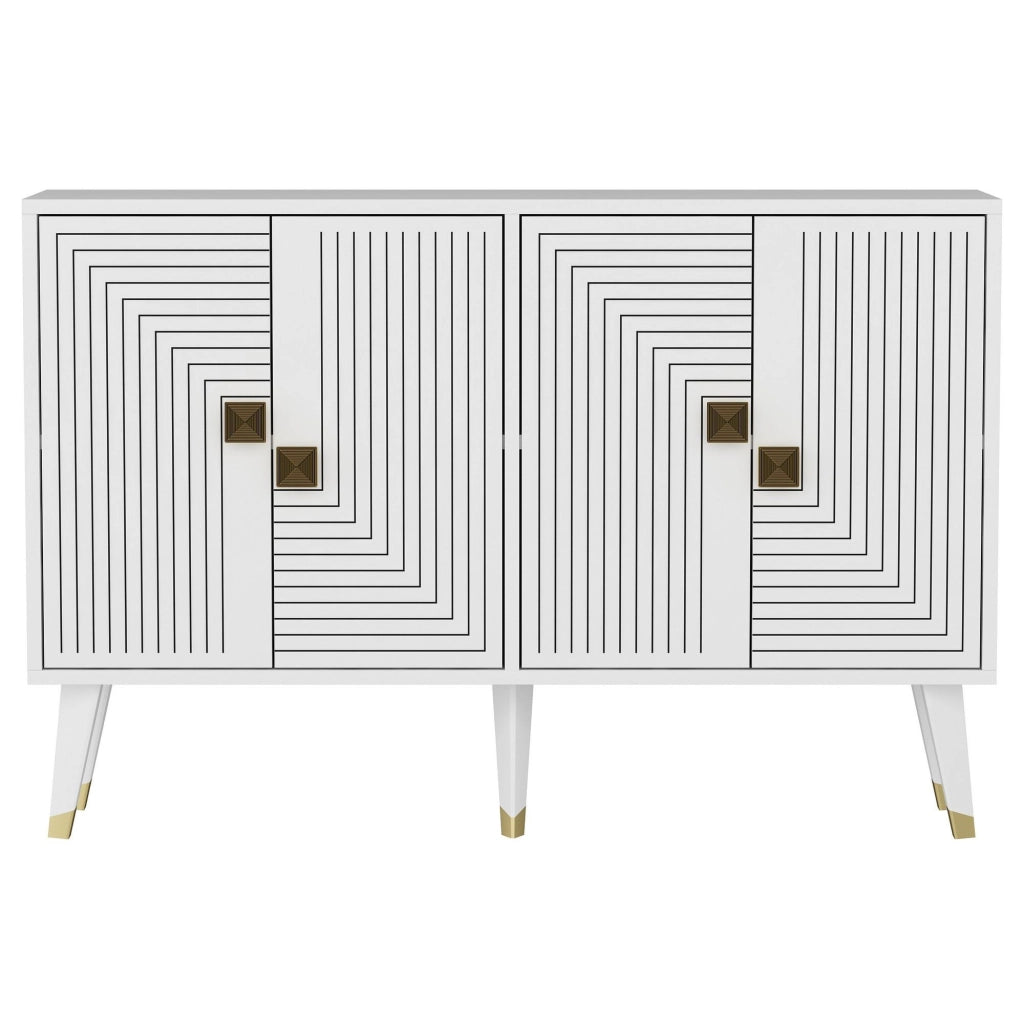 Credenza in legno "Ahart" - 120 x 30 x 80 cm - Bianco