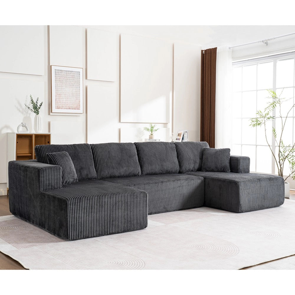 Divano Modulare U ¨C Minimal ¨C Tessuto Grigio Chiaro 3 Posti