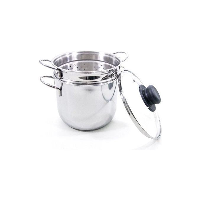 Rivadossi RIV610B18 Pentola Cuocipasta con Cestello e Coperchio in Vetro Diametro 18 cm Capacita' 3 L Adatta per Induzione colore Nero
