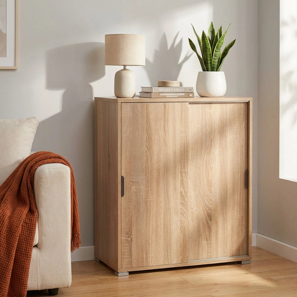 Armadietto da Bagno con 2 ante in Legno Composito cm 75x38x85 - KODEY